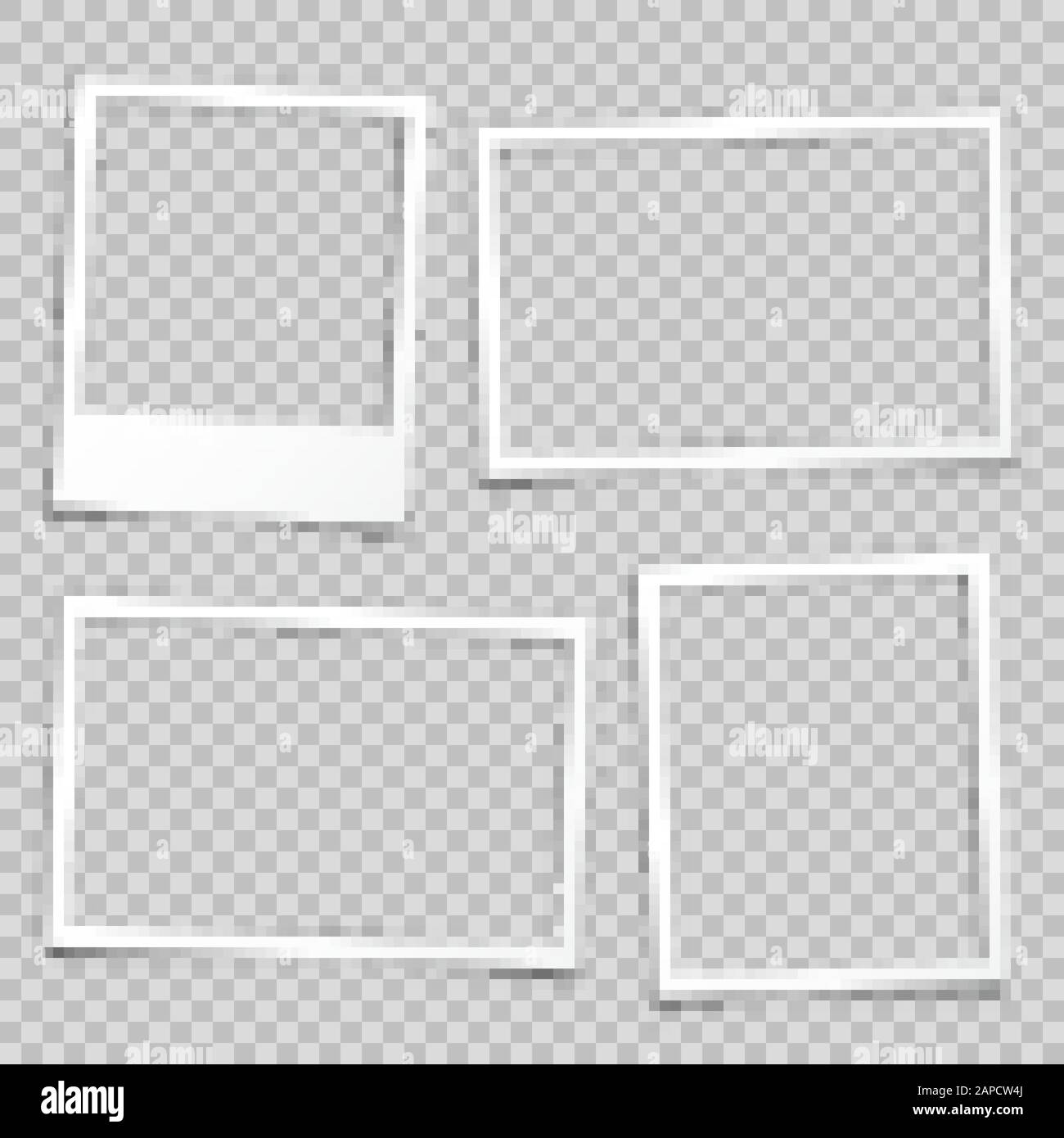 Realistic empty photo card frame, film set. Retro vintage photograph