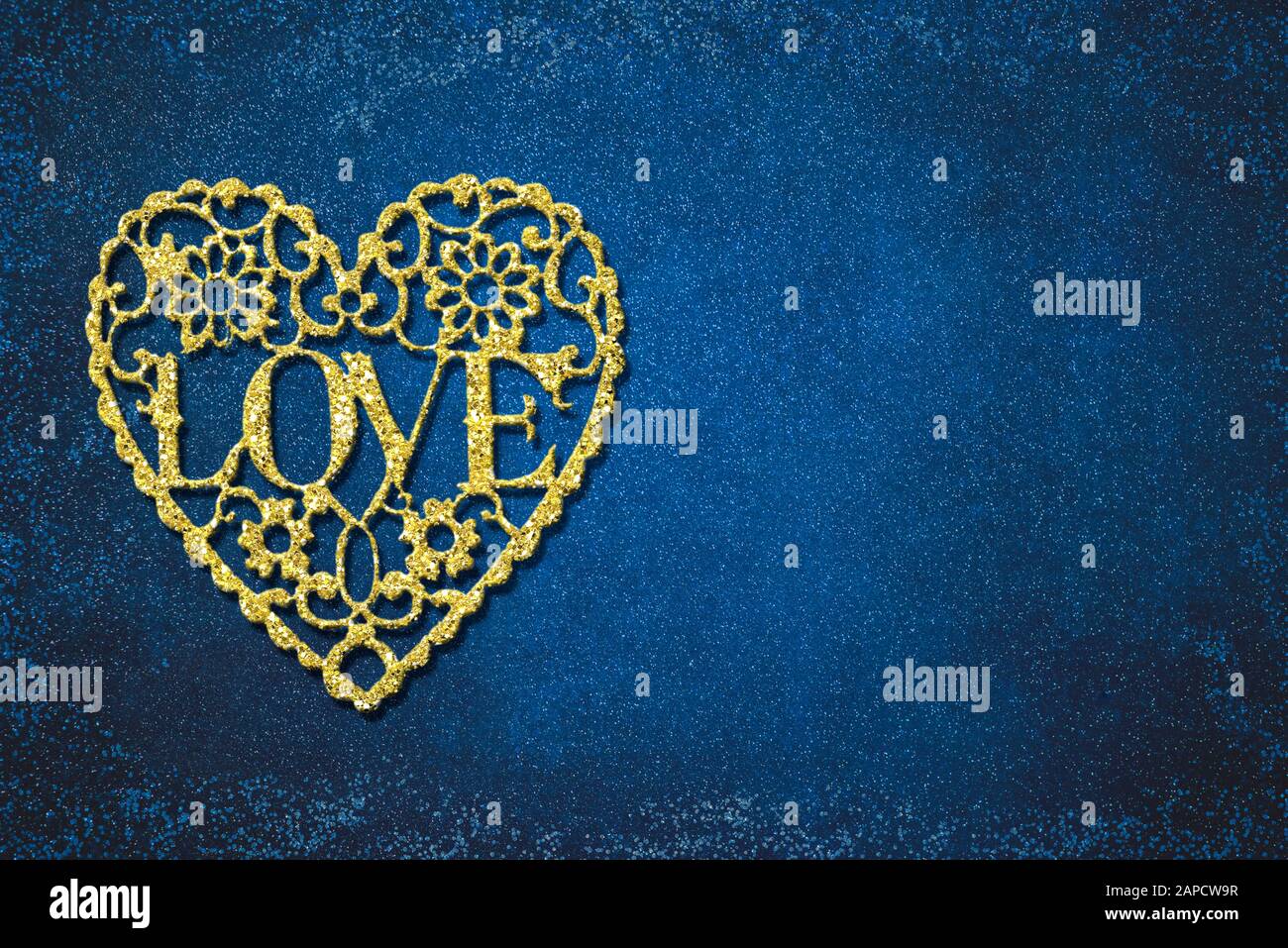 Valentines Day Golden Heart With The Word Love On Blue Background With Blank Space For Message Or Photo Stock Photo Alamy Valentines Day Golden Heart With The Word Love On Blue Background With Blank Space For Message Or Photo Stock Photo Alamy