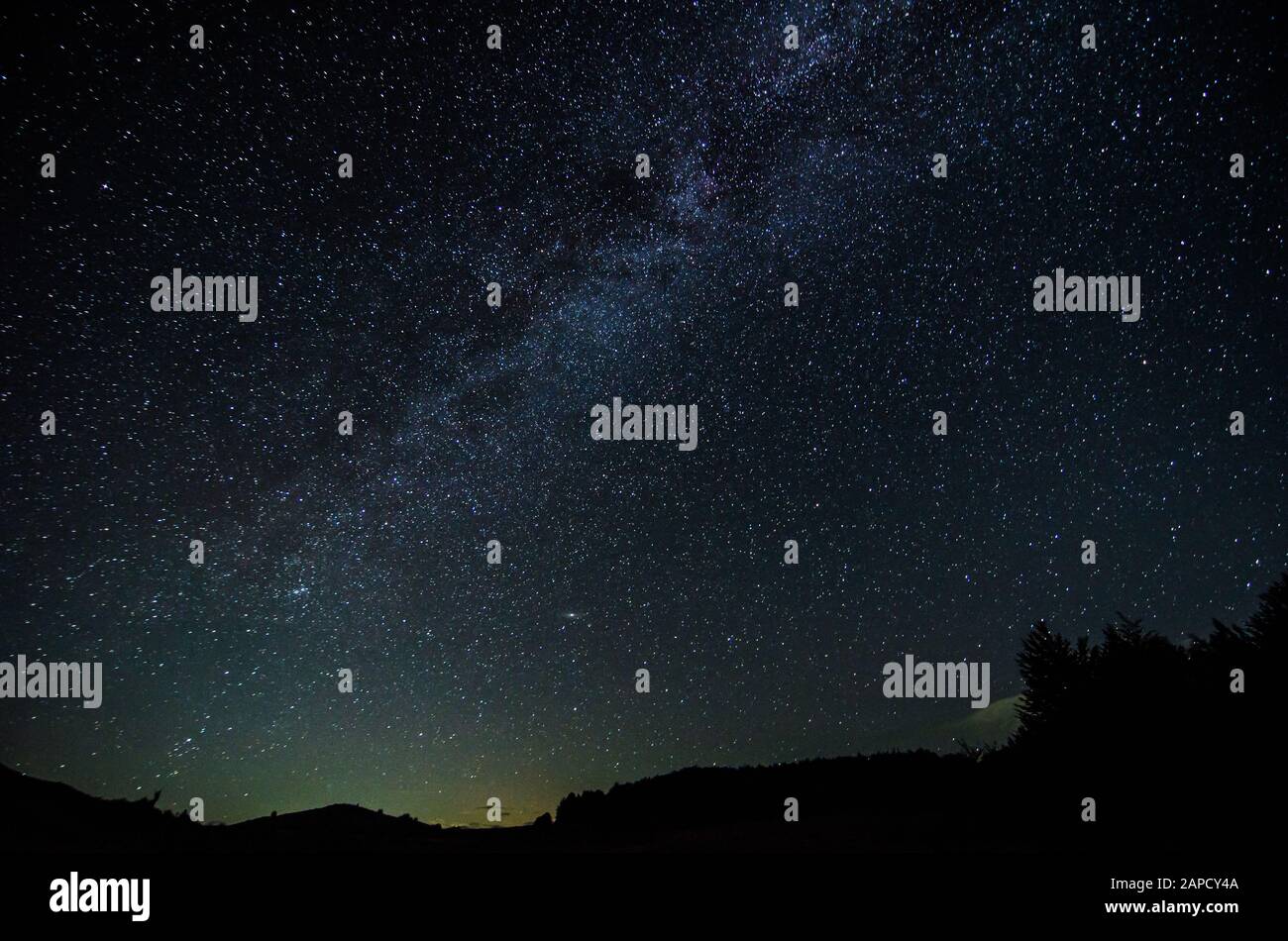 Night sky in albanian nature near Fushe Stude, Albania Stock Photo