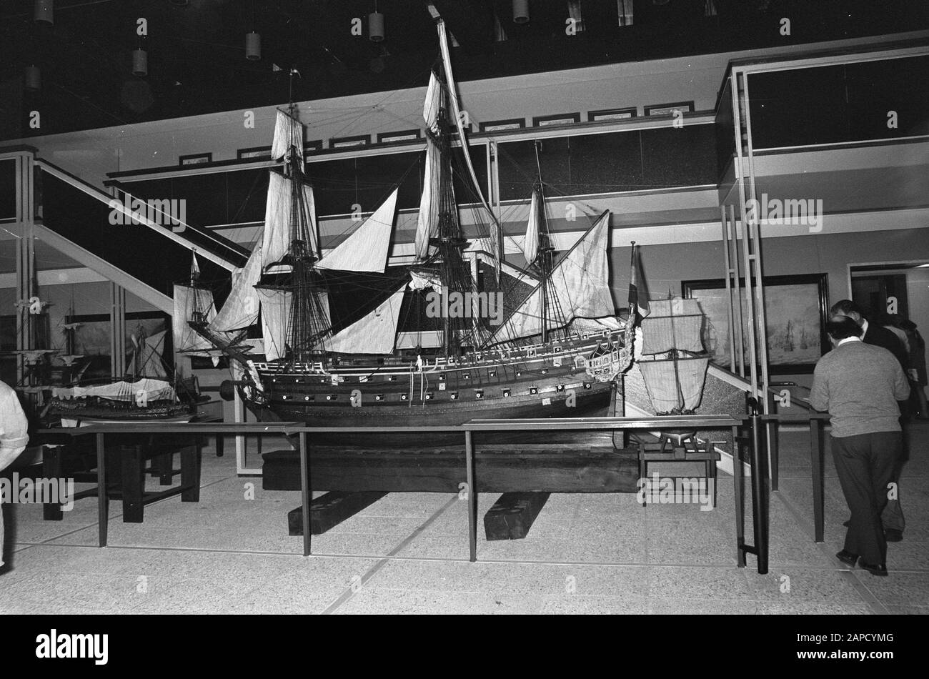Department of Dutch History opens October 21st in Rijksmuseum Amsterdam, nr. 20a square of 17th century, nr. 21a 17th century ship Date: 19 October 1971 Location: Amsterdam, Noord-Holland Institution name: Rijksmuseum Stock Photo