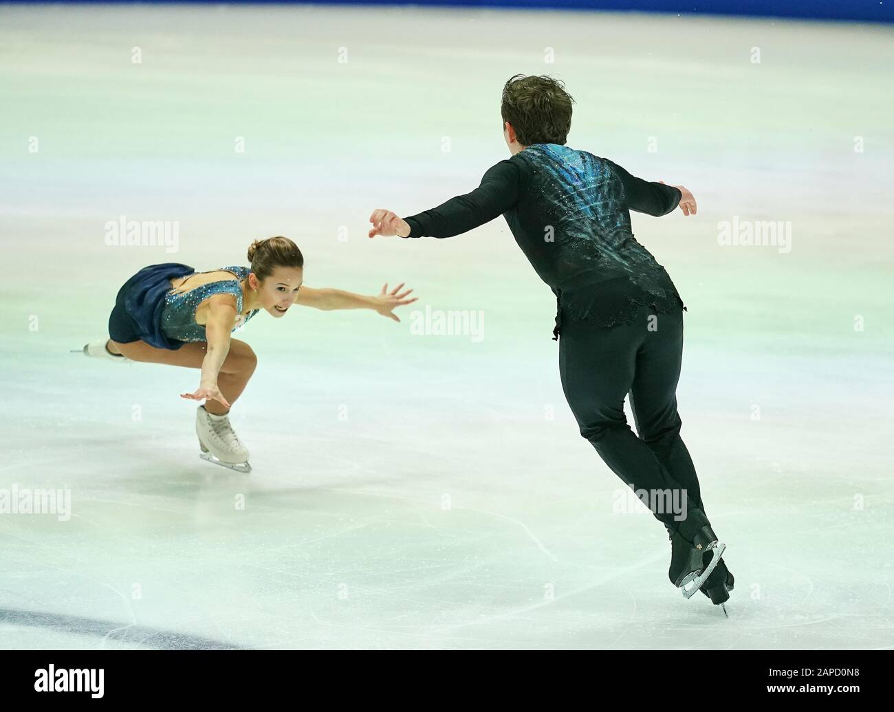January 23, 2020: Daria Pavliuchenko and Denis Khodykin of Russia during Short Programme for pairs at ISU European Figure Skating Championships in Steiermarkhalle, Graz, Austria Stock Photo