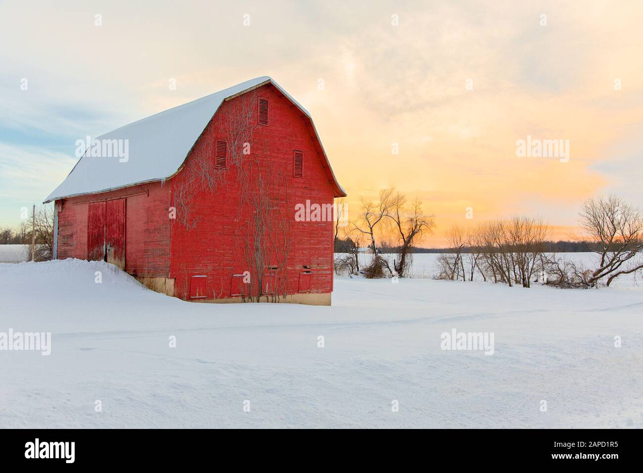 Old farms in winter landscape hi-res stock photography and images - Alamy