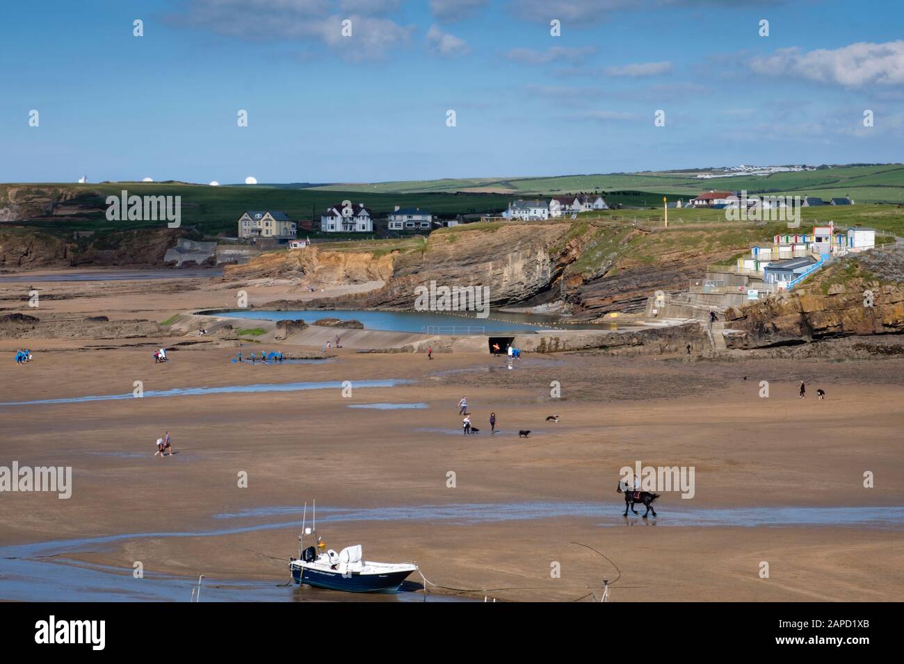 Approaching the beach at Bude, Cornwall, walking north along the South ...
