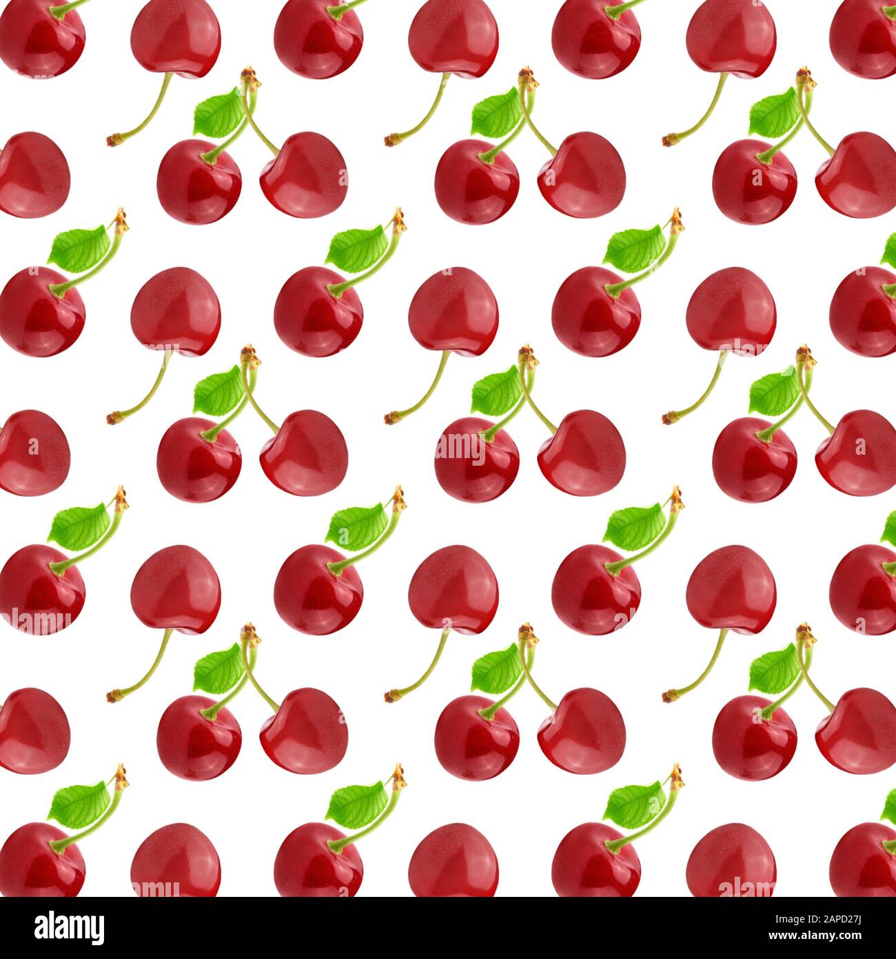Whole red cherry isolated on white background Stock Photo