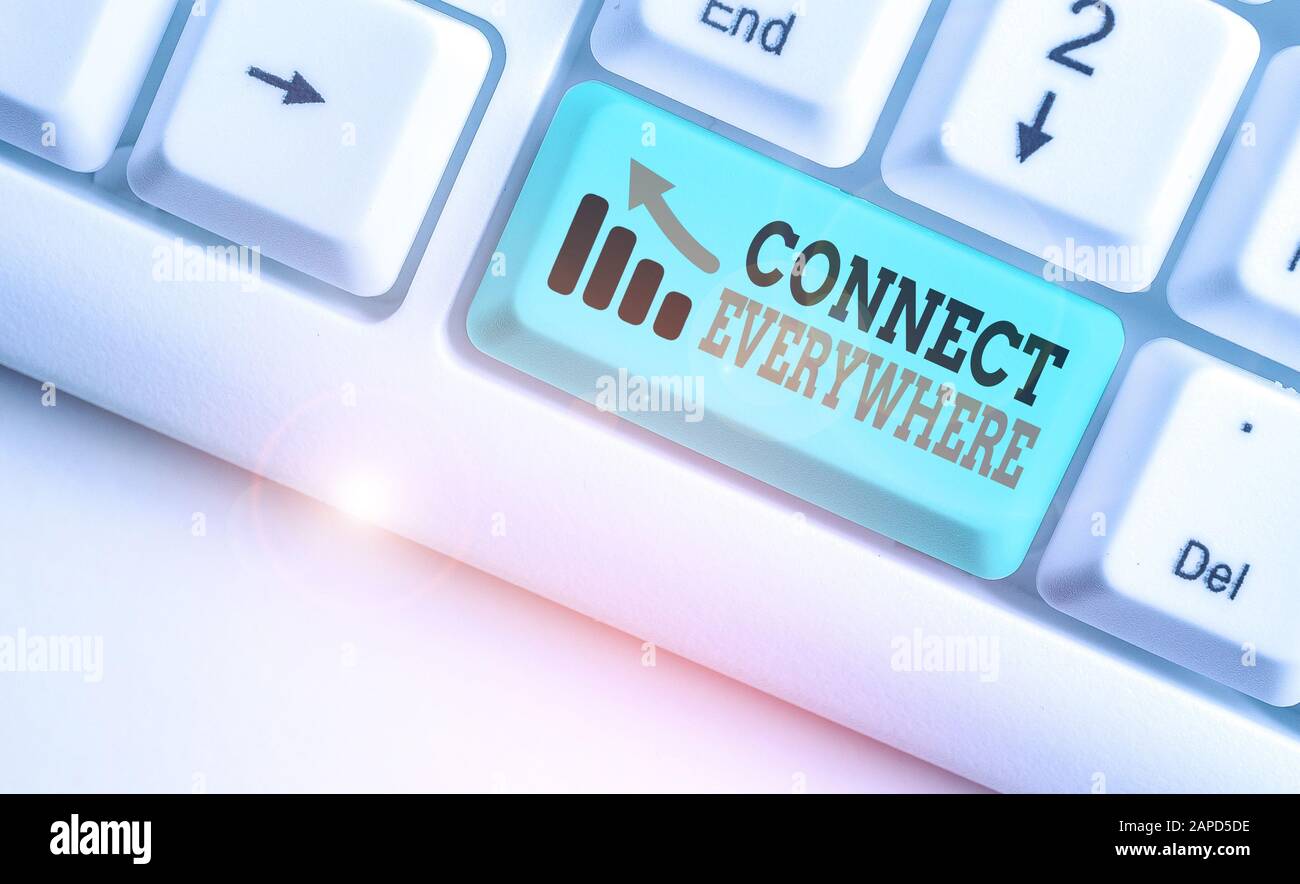 Writing note showing Connect Everywhere. Business concept for channel ...