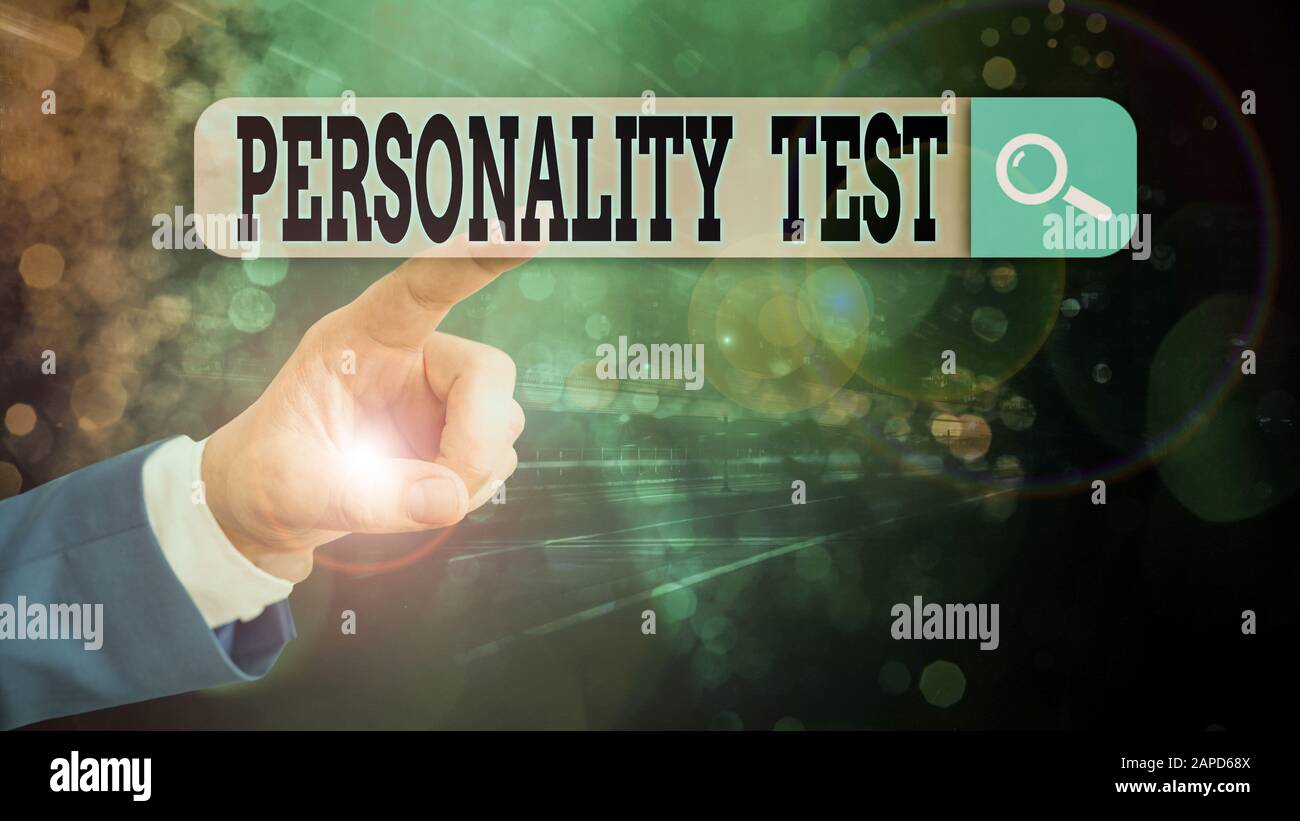 Text sign showing Personality Test. Business photo showcasing A method of assessing huanalysis demonstratingality constructs Stock Photo