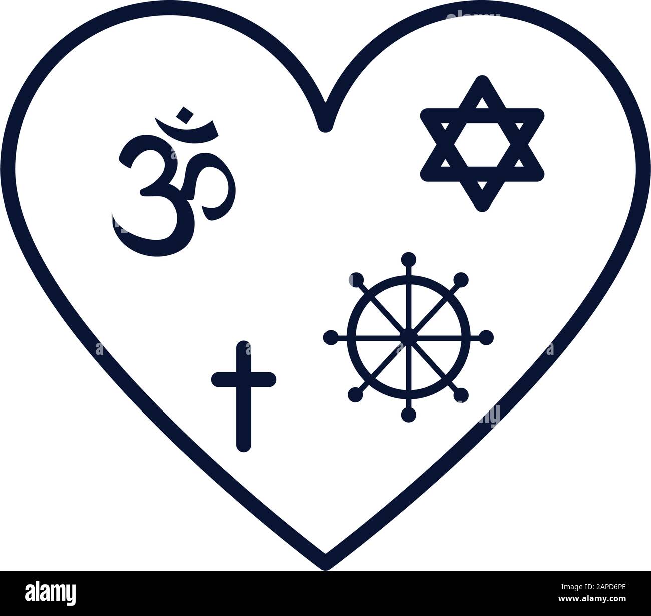 Religious symbols inside heart vector design Stock Vector Image & Art