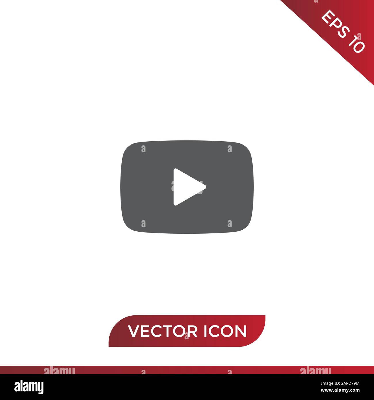 Play vector icon, youtube logo symbol, sociam media sign Stock Vector