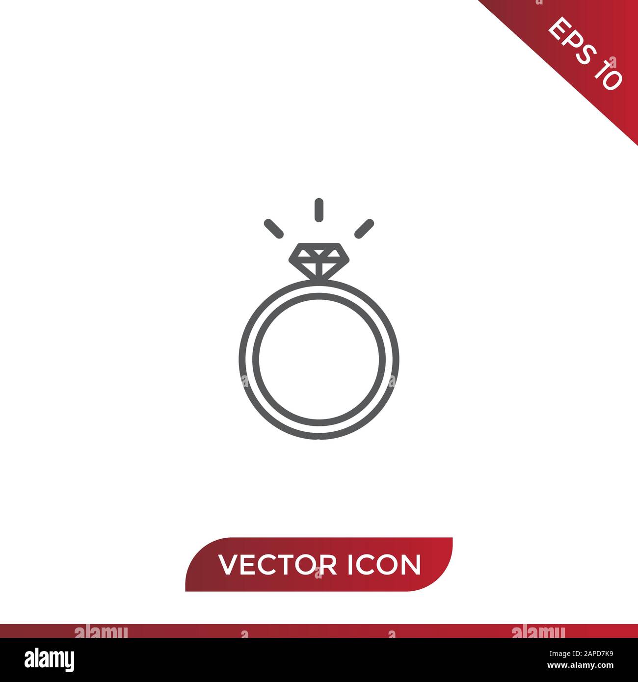 Wedding ring with diamond icon Stock Vector