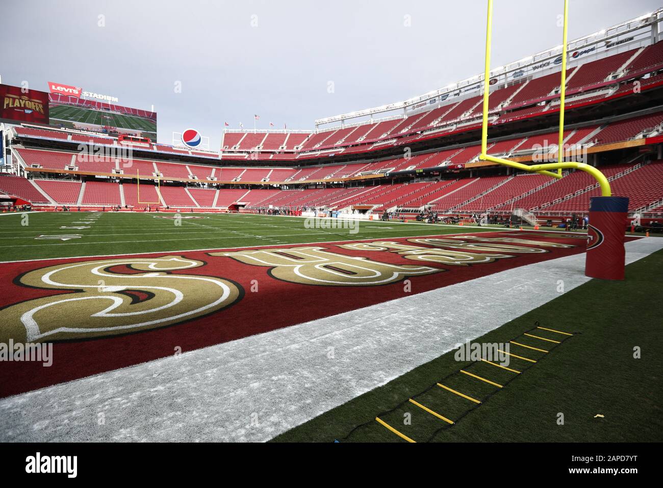 General views of Levi's Stadium prior to the NFL football NFC Championship  game between the Green Bay Packers and San Francisco 49ers, Sunday, Jan.  19, 2020, in Santa Clara, Calif. (Photo by