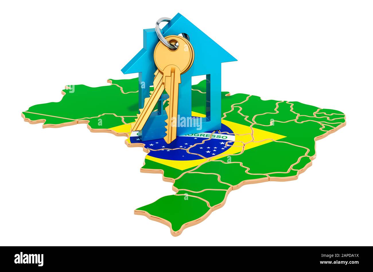 Real estate in Brazil concept. Property for sale, rent or mortgage. 3D