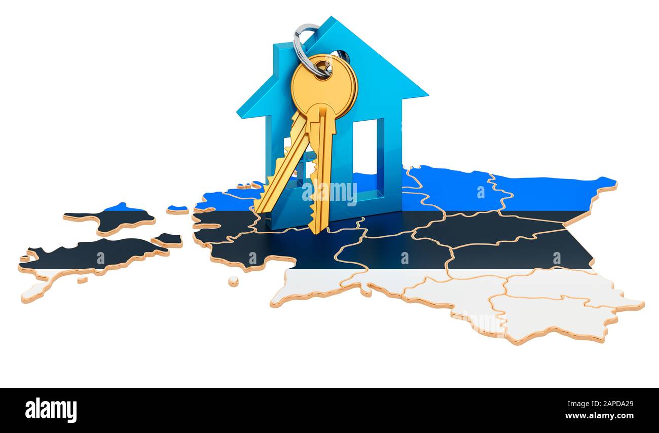 Real estate in Estonia concept. Property for sale, rent or mortgage. 3D