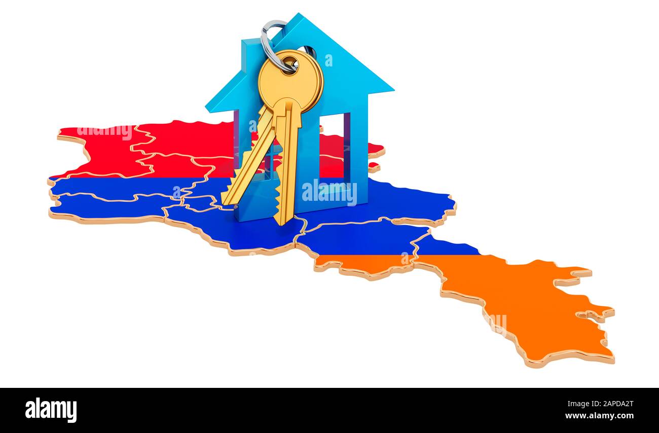 Real estate in Armenia concept. Property for sale, rent or mortgage. 3D