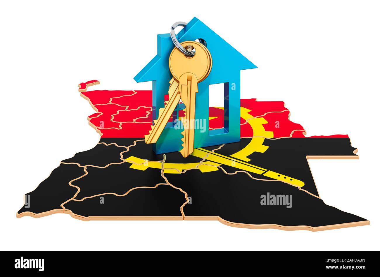 Real estate in Angola concept. Property for sale, rent or mortgage. 3D