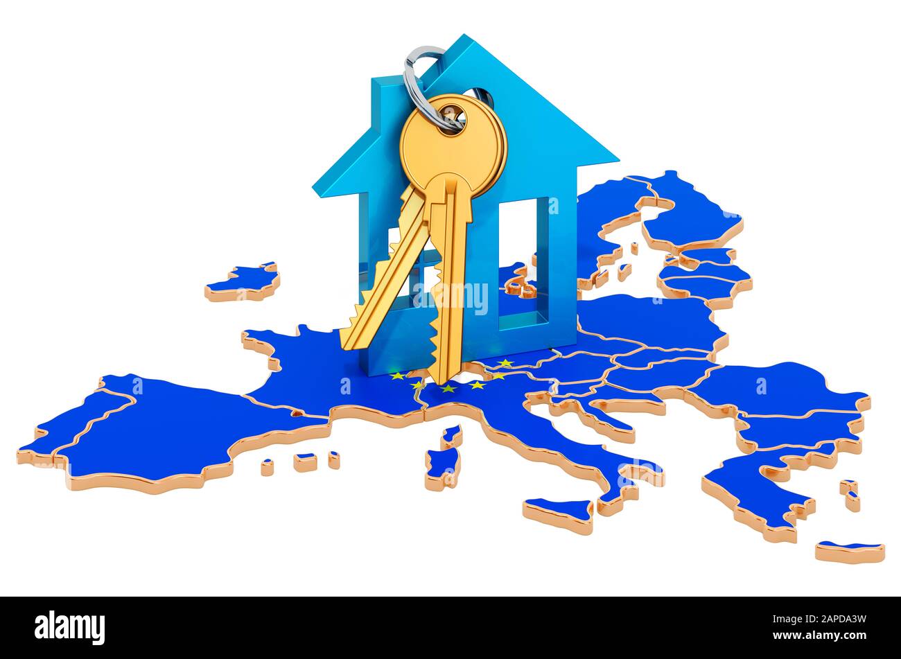 Real estate in European Union concept. Property for sale, rent or
