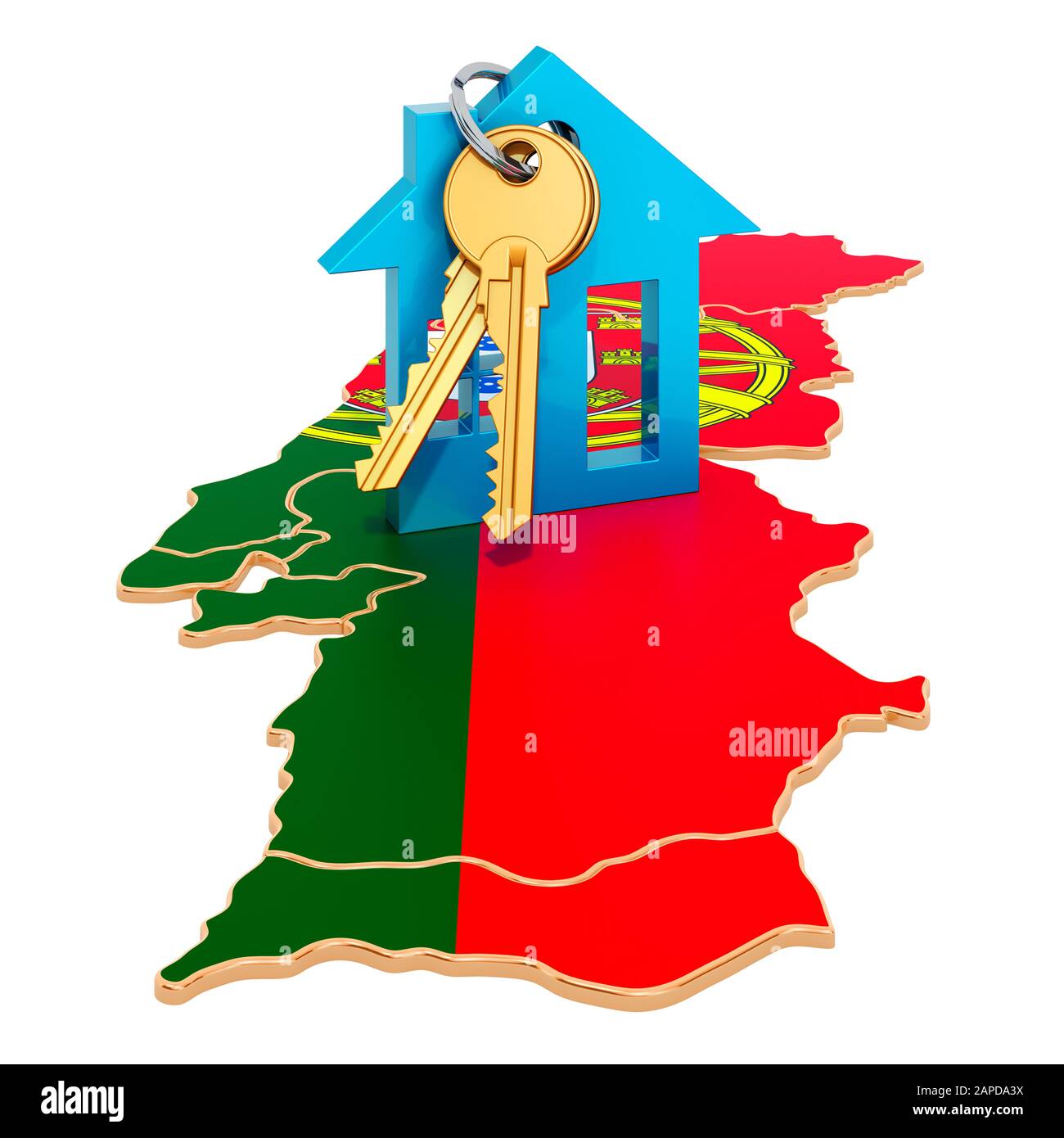 Real estate in Portugal concept. Property for sale, rent or mortgage. 3D rendering isolated on