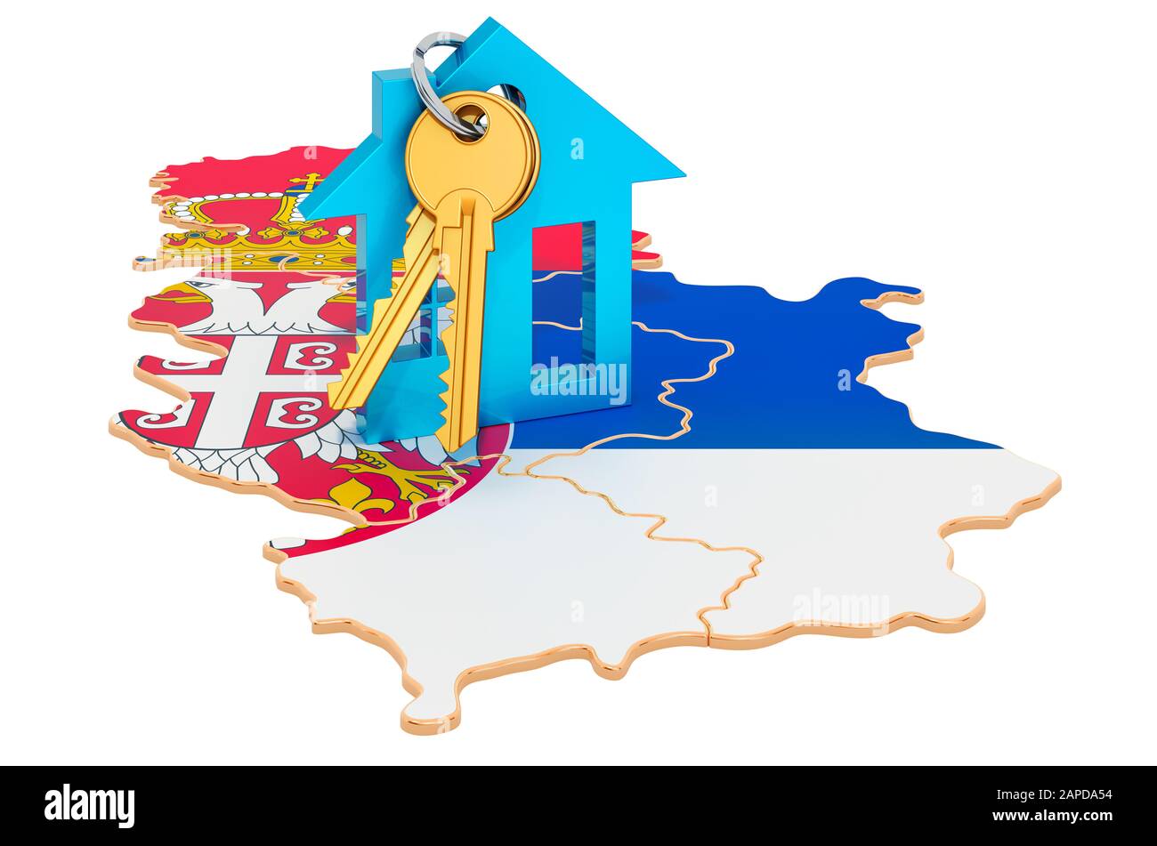 Real estate in Serbia concept. Property for sale, rent or mortgage. 3D