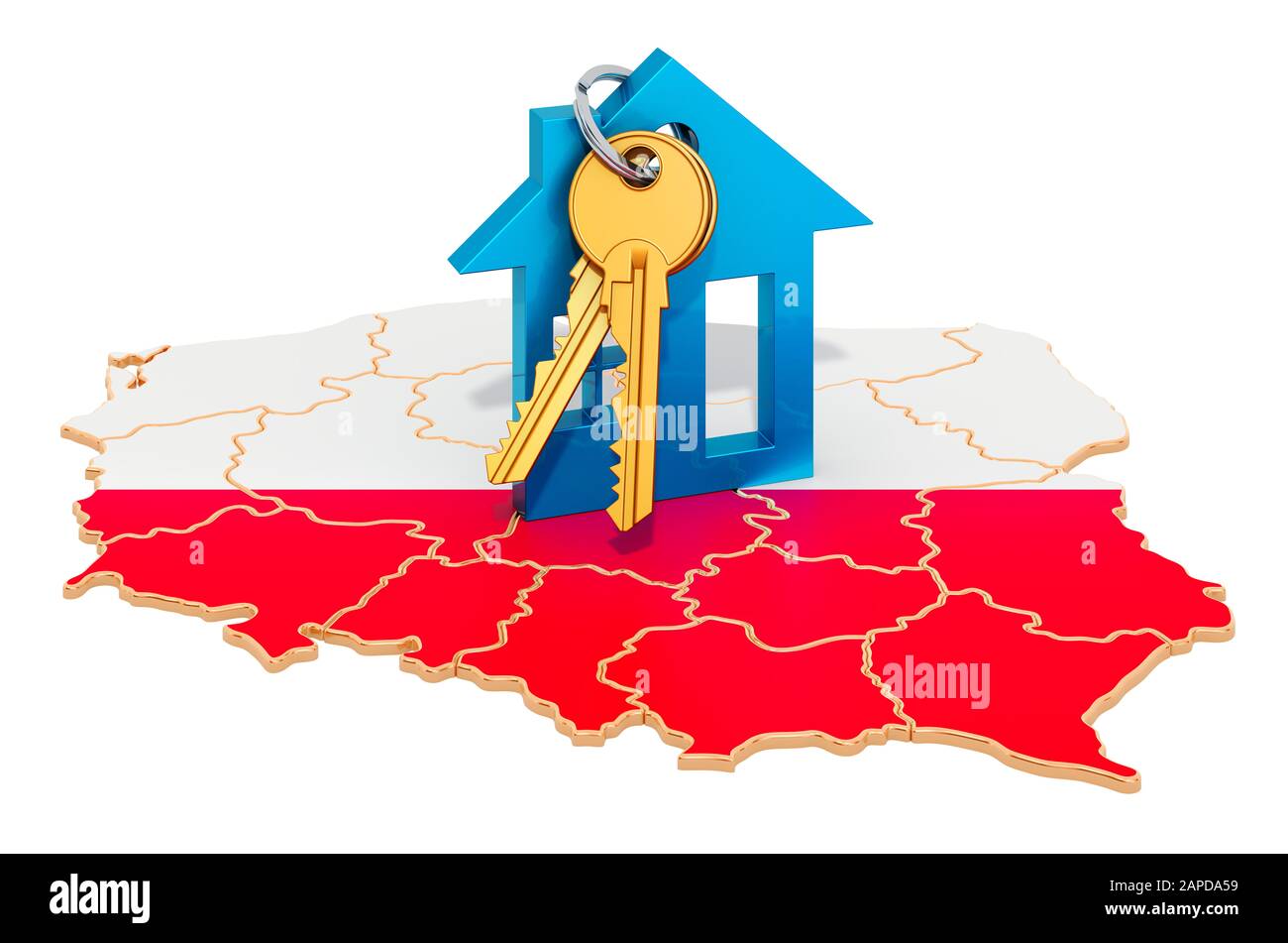 Real estate in Poland concept. Property for sale, rent or mortgage. 3D