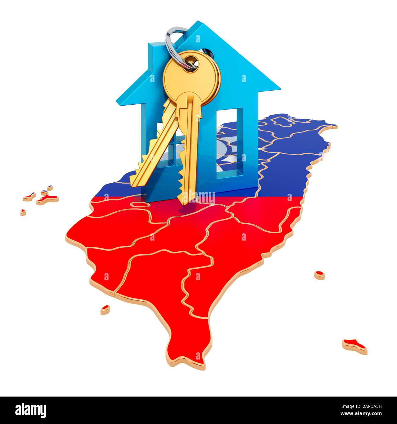 Real estate in Taiwan concept. Property for sale, rent or mortgage. 3D