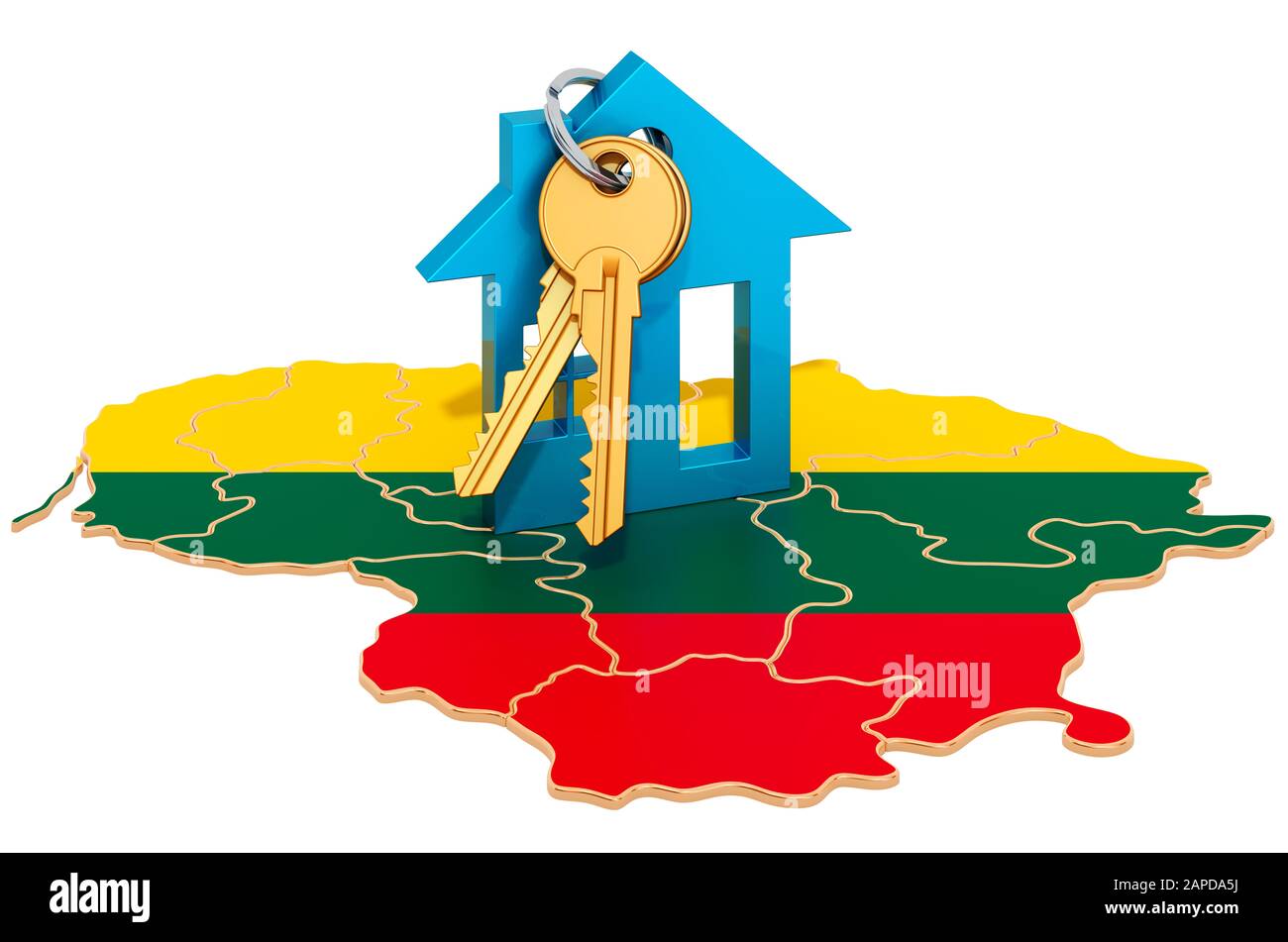 Real estate in Lithuania concept. Property for sale, rent or mortgage. 3D rendering isolated on