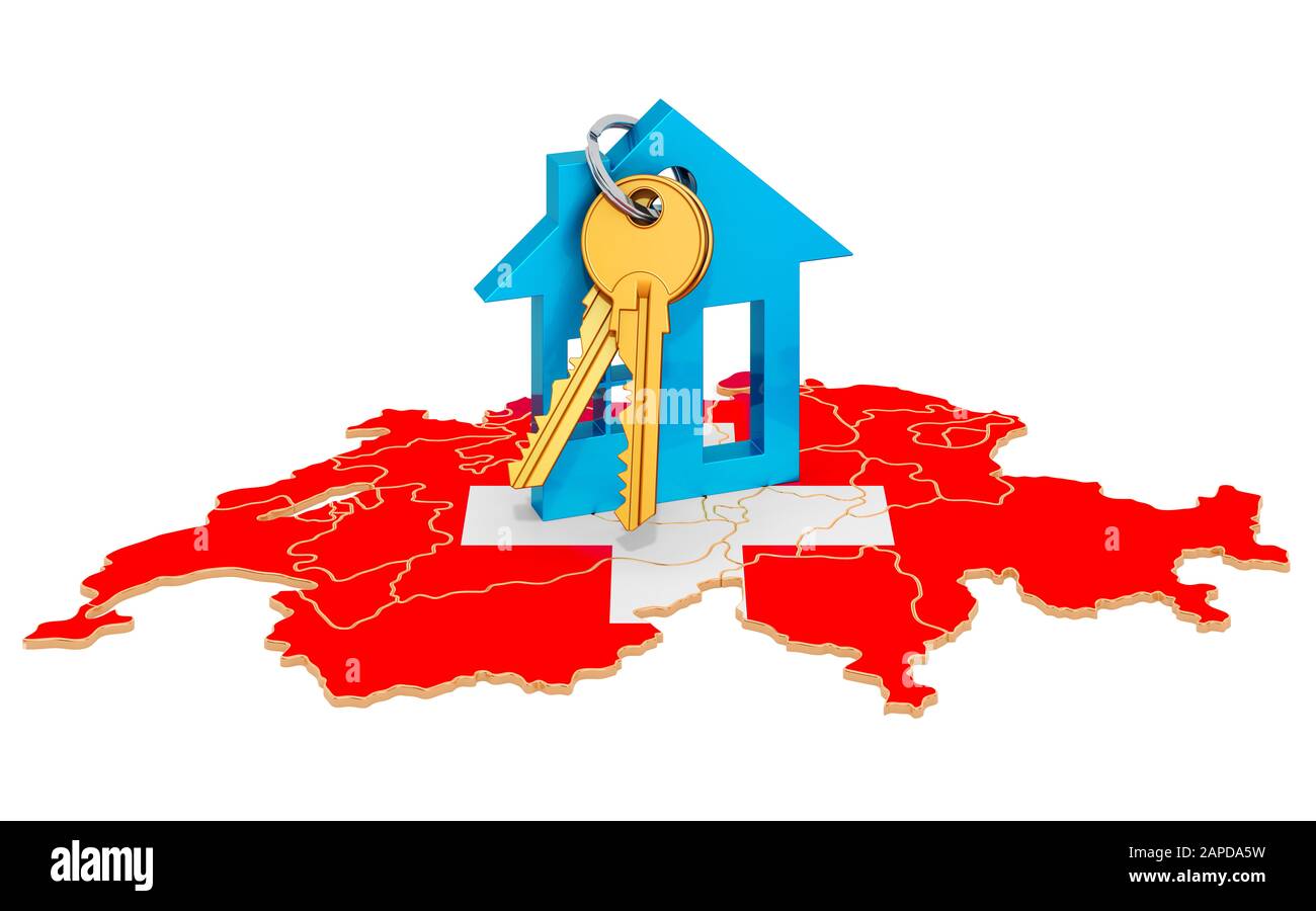 Real estate in Switzerland concept. Property for sale, rent or mortgage