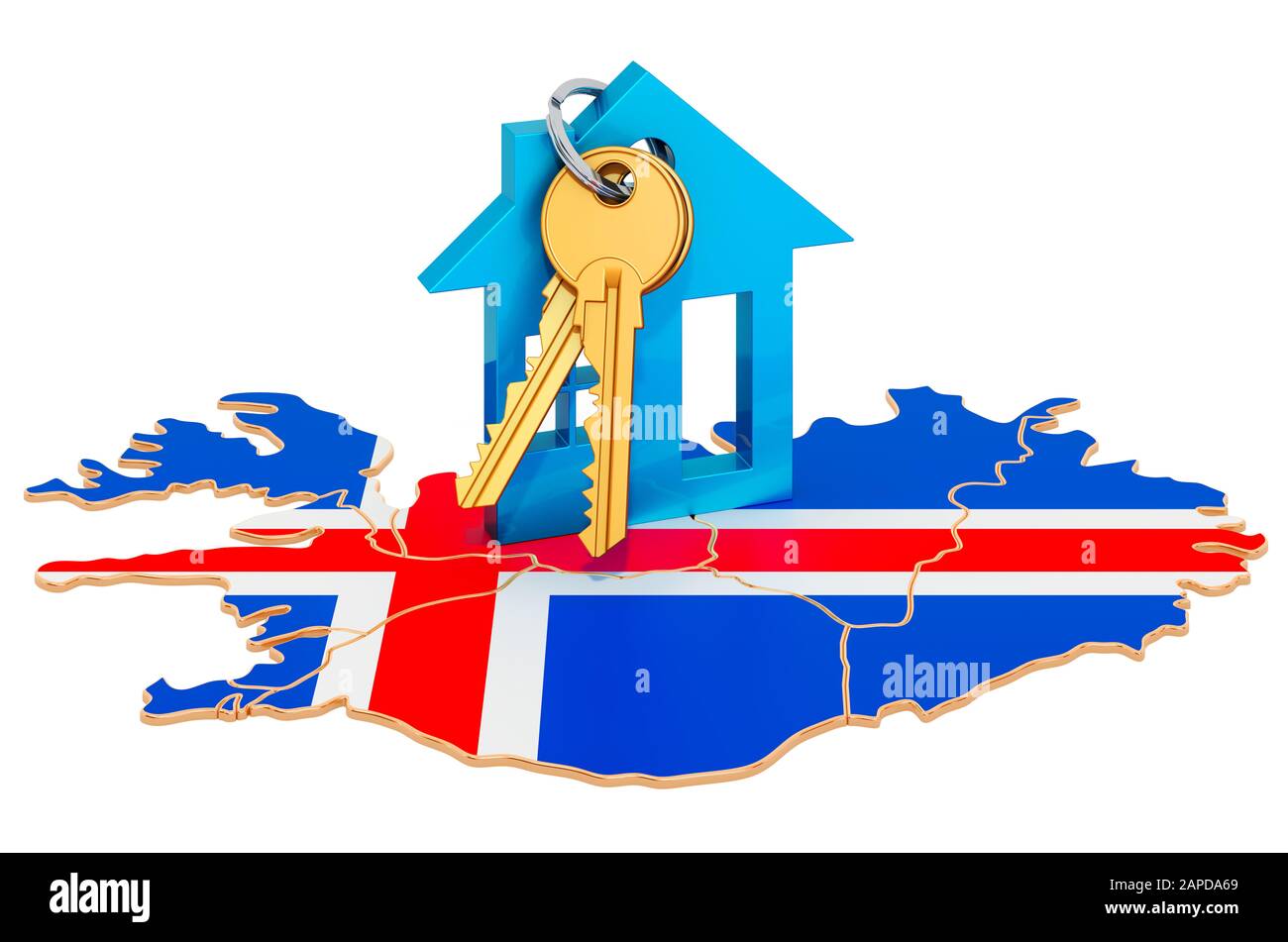 Real estate in Iceland concept. Property for sale, rent or mortgage. 3D