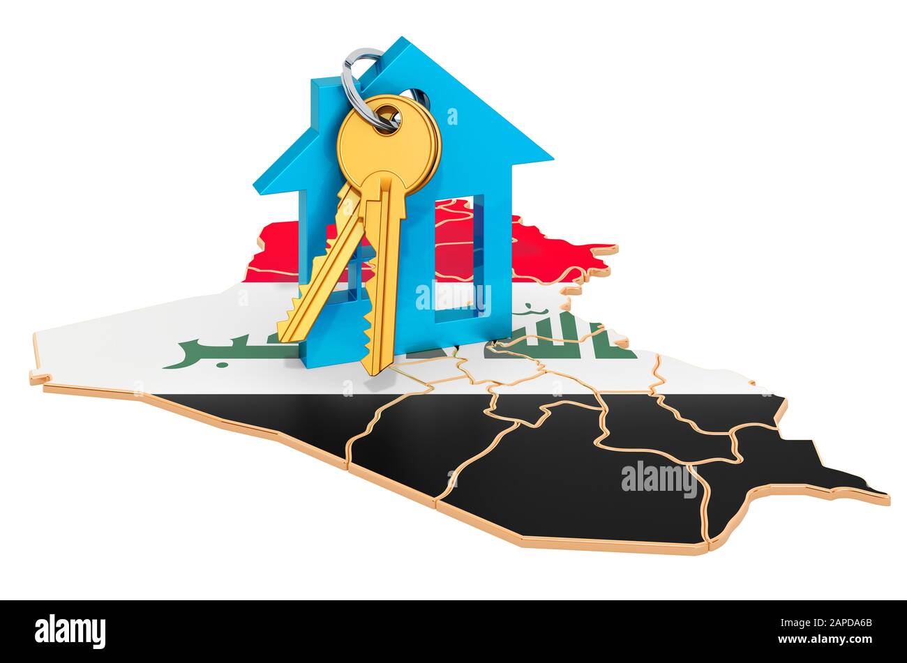 Real estate in Iraq concept. Property for sale, rent or mortgage. 3D rendering isolated on white