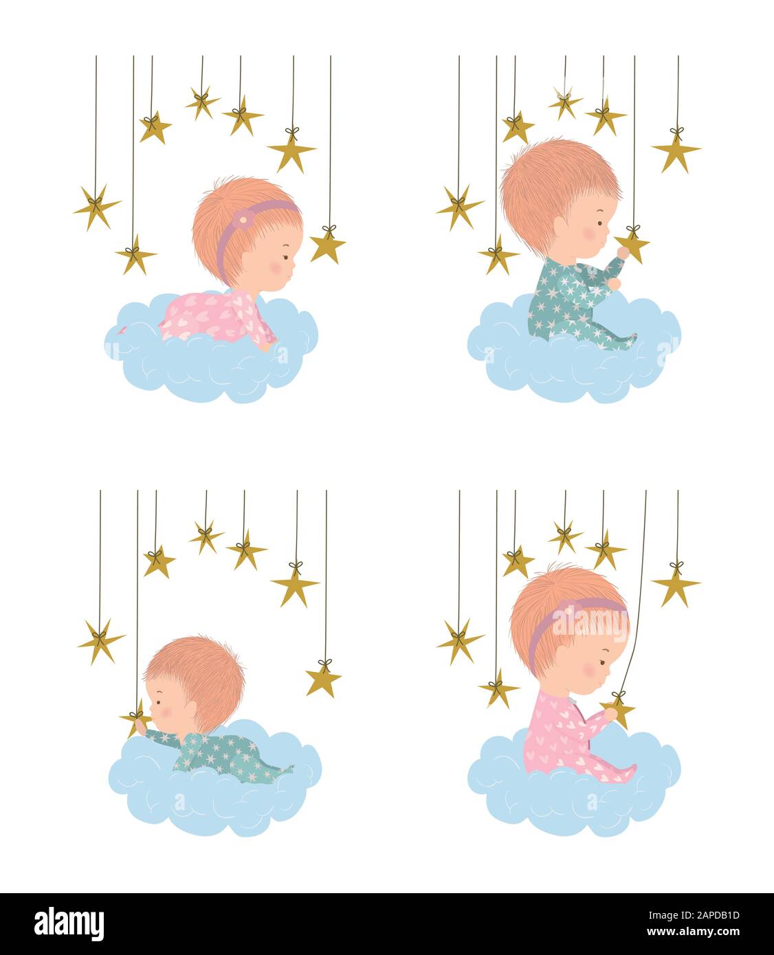 Set of cute babies over clouds vector design Stock Vector Image & Art ...