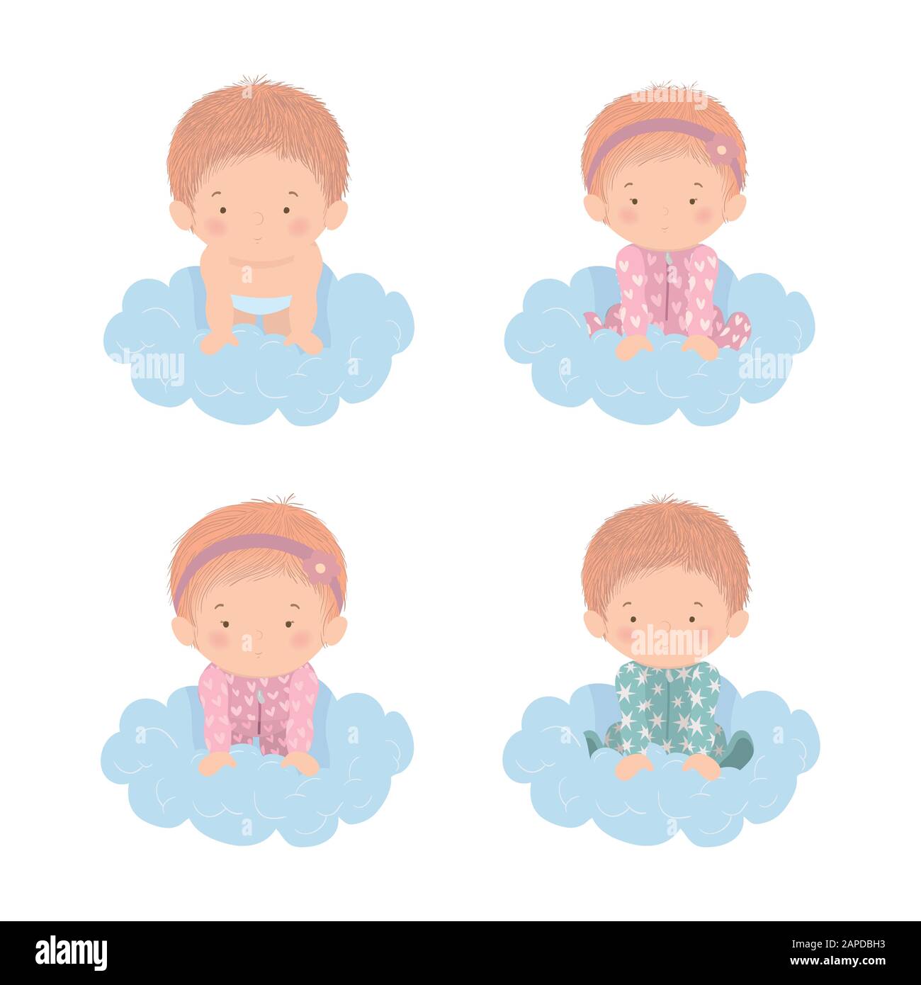 Set of cute babies over clouds vector design Stock Vector Image & Art ...
