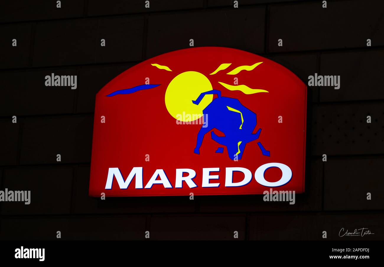 Maredo ensign. Maredo Restaurants Holding GmbH is a german restaurant chain, specialized in steaks, which was founded in 1973. Stock Photo