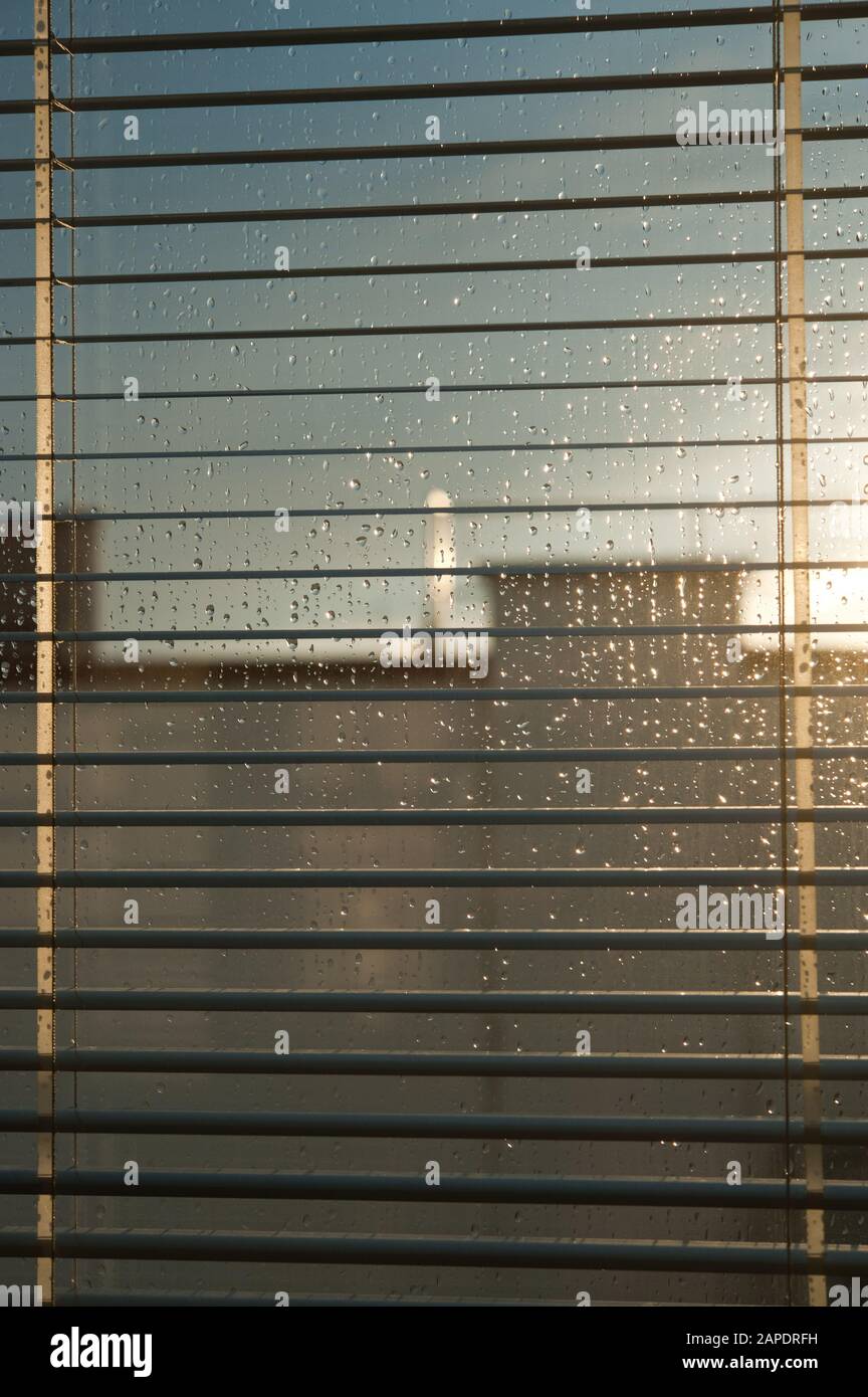 Regentropfen am Fenster - Raindrops on the Window Stock Photo