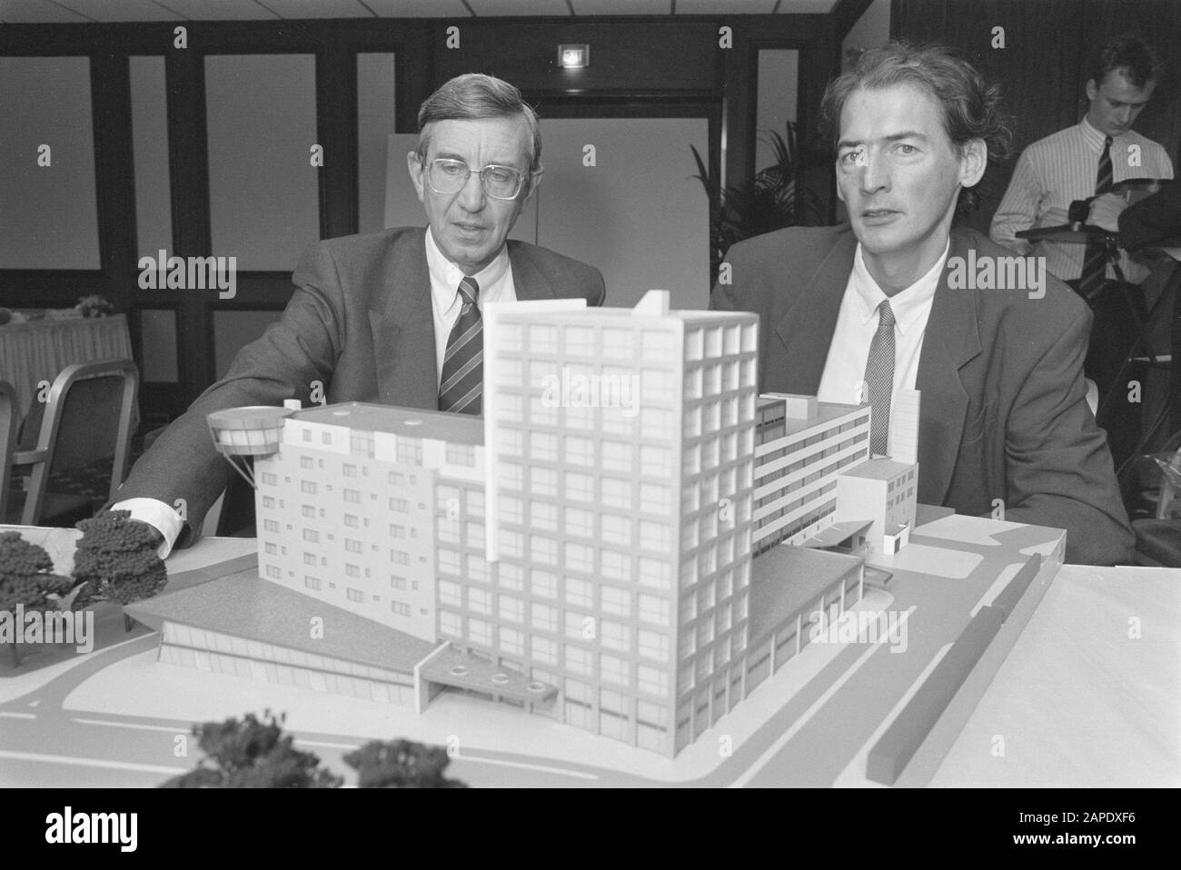 Architect Rem Koolhaas (r) and Mr. Stal (Parkstede BV) at the model of