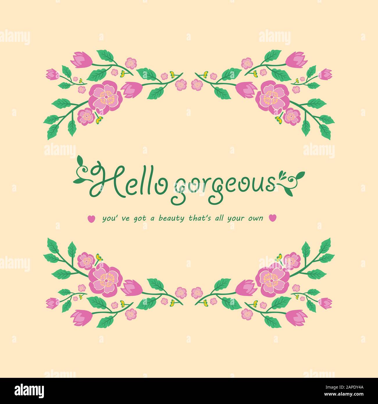 Cute Decor of leaf and floral frame, for hello gorgeous card design ...