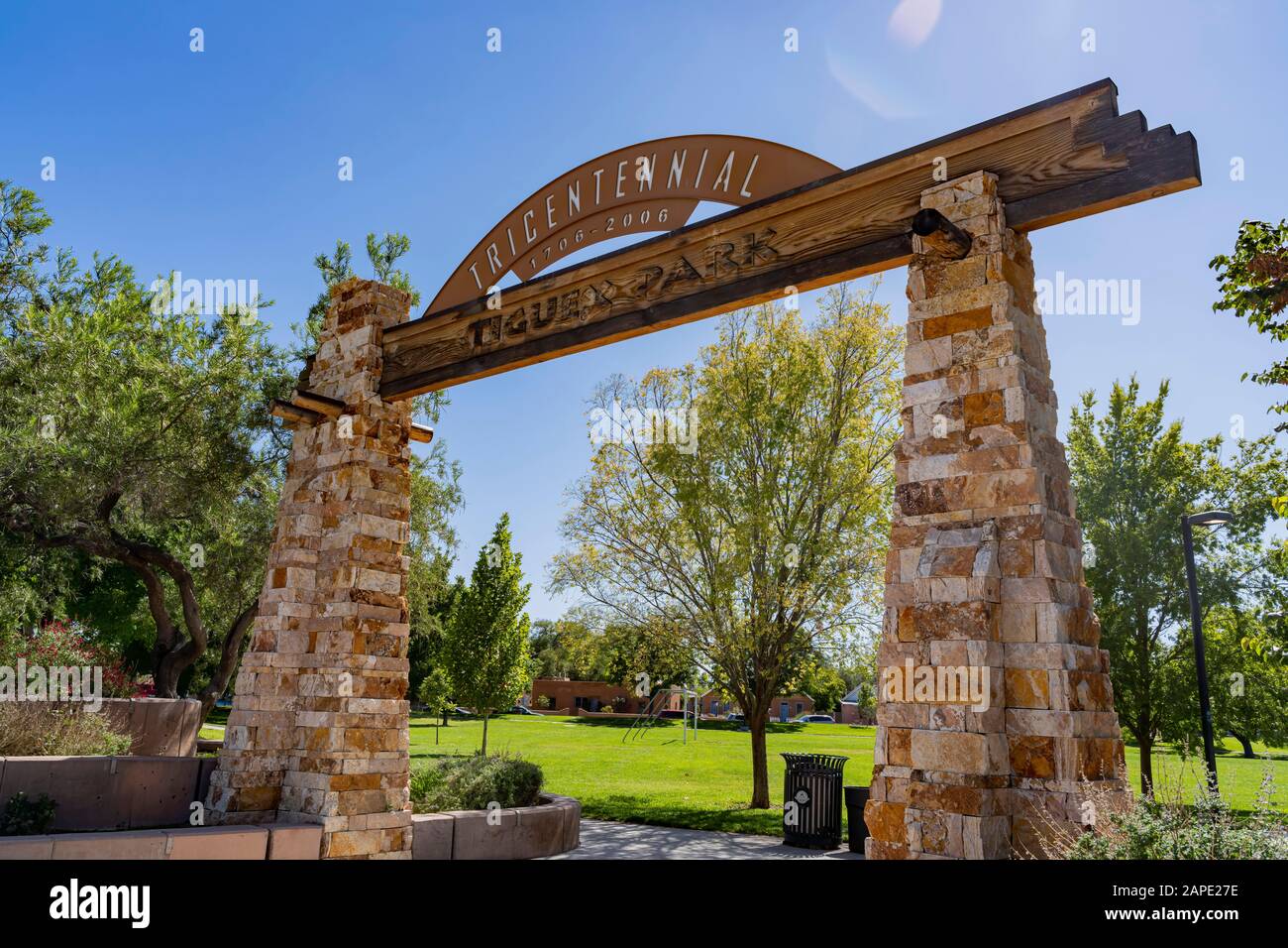 Entrance of the Tigux Park at Albuquerque, New Mexico Stock Photo