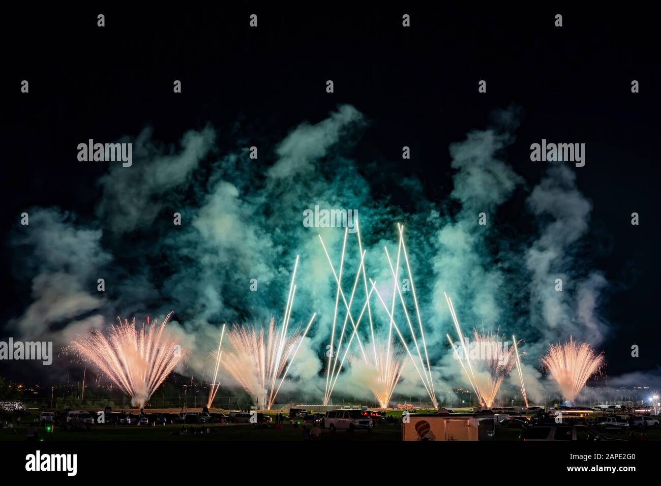 Fireworks of the famous Albuquerque International Balloon Fiesta event
