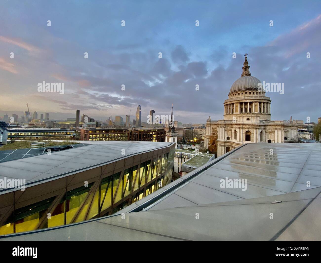 Wide-angle shot of the famous St. Paul's Cathedral in London, United Kingdom Stock Photo