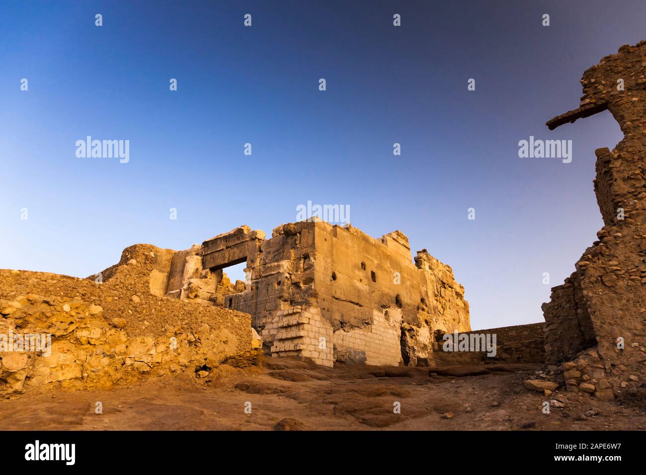 Morning glow, at Temple oracle of Amun, Gebel el-Dakrour, Siwa Oasis, Siwa, Egypt, North Africa, Africa Stock Photo