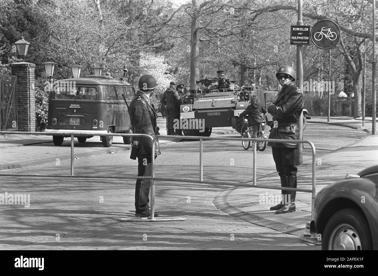 South Moluccans holding a meeting in Houtrusthal in The Hague concerning 22 year anniversary Republic of the South Moluccans Description: Guard with armored cars at official residence Indonesian Ambassador Date: 25 April 1972 Location: Wassenaar, Zuid-Holland Keywords: ambassadors, guards, meetings, independence movement, armored cars Stock Photo