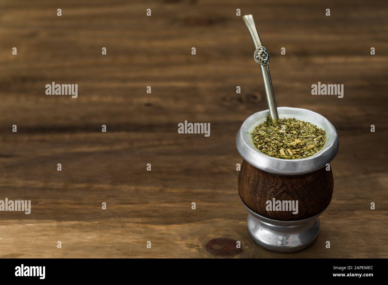 Traditional Argentinian yerba mate tea in a calabash gourd Stock Photo ...