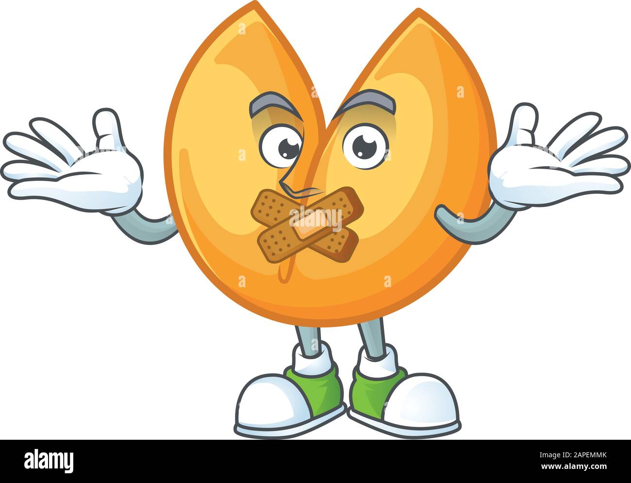 a silent gesture of chinese fortune cookie mascot cartoon character design Stock Vector Image