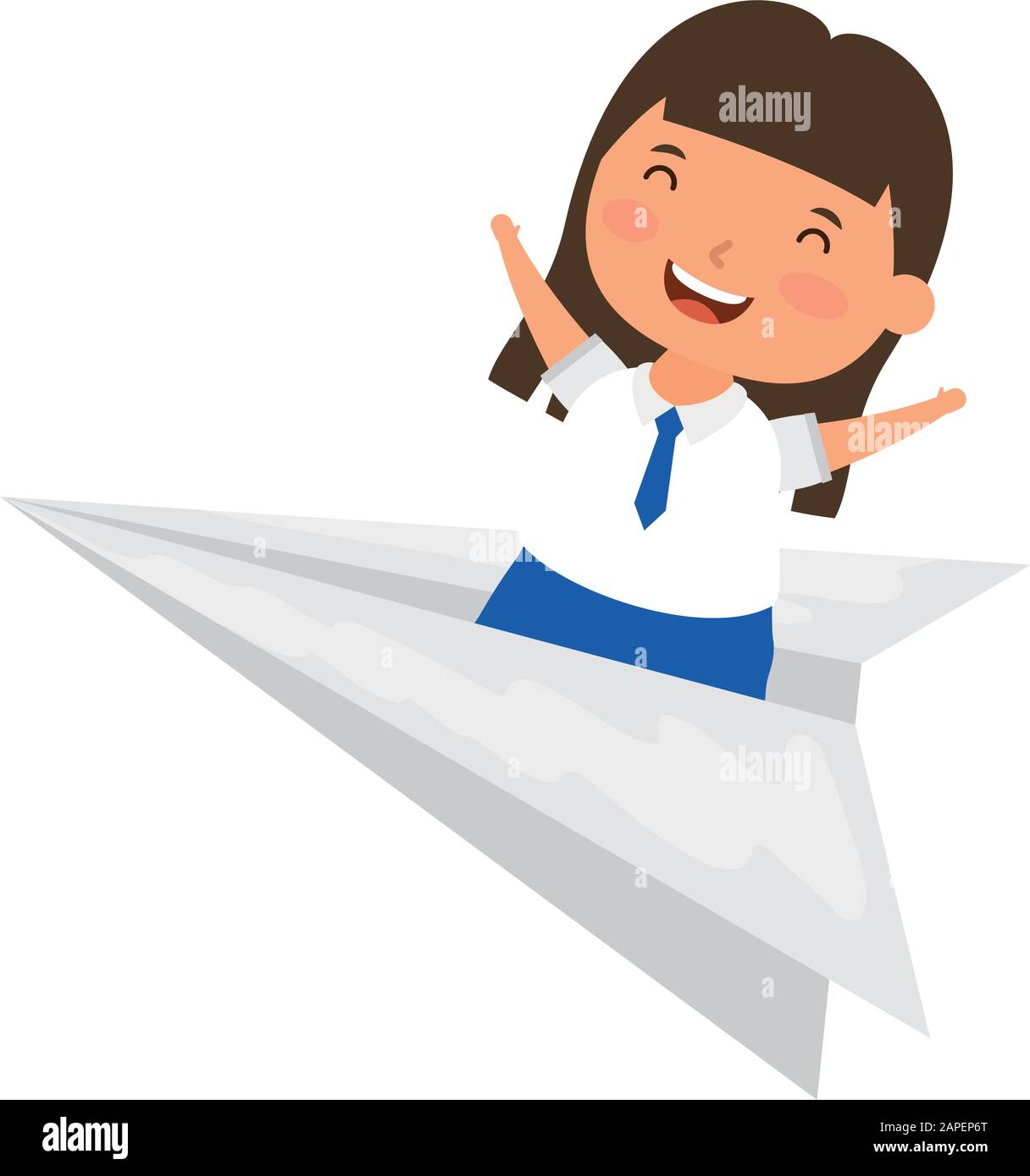 cute little student girl with paper airplane Stock Vector Image & Art ...
