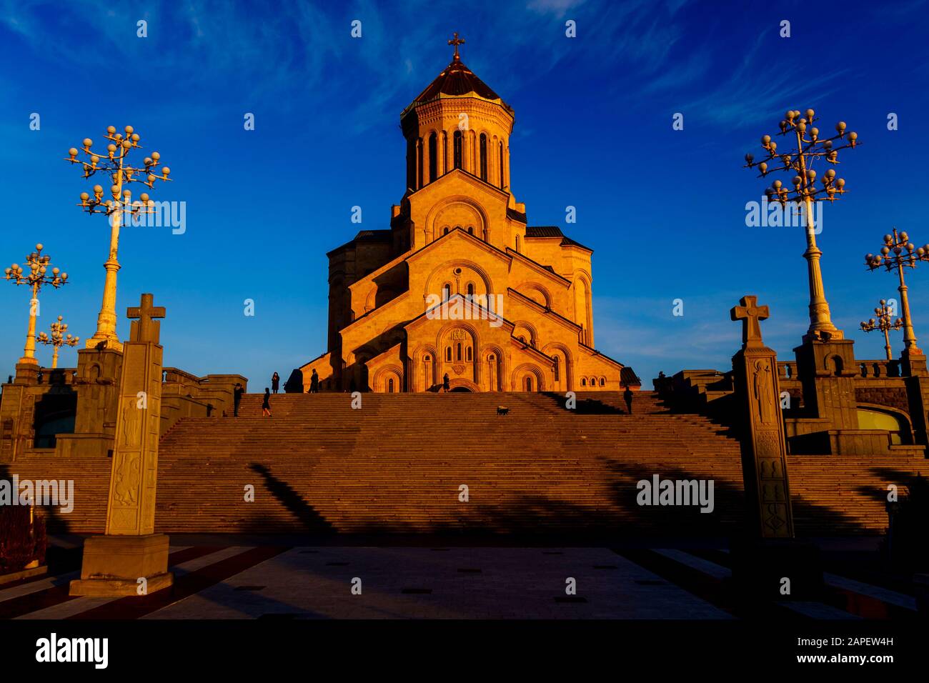 Tbilisi. Winter photo the Cathedral of the Holy Trinity (tsminda Sameba ...