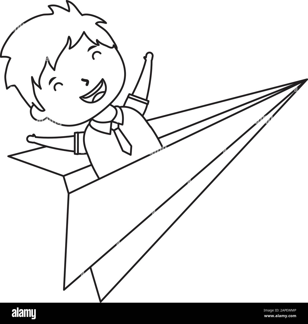cute little student boy in paper airplane Stock Vector Image & Art - Alamy