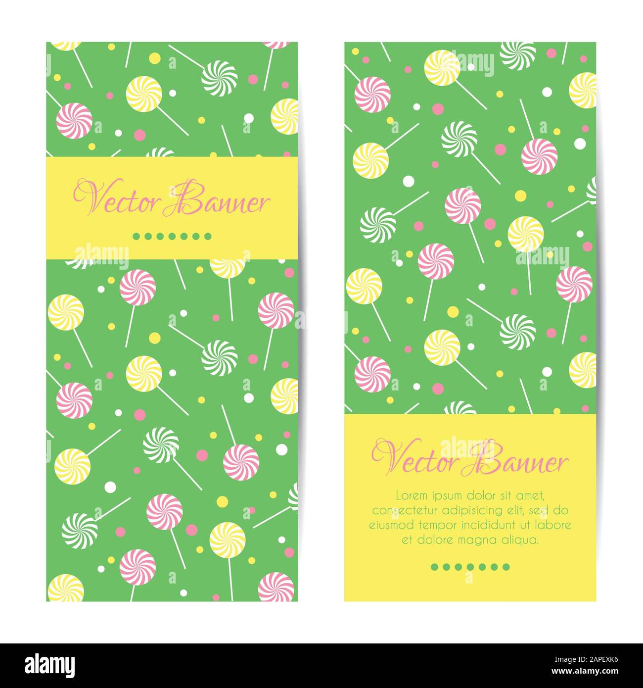 Vector vertical banners, cards with lollipops Stock Vector