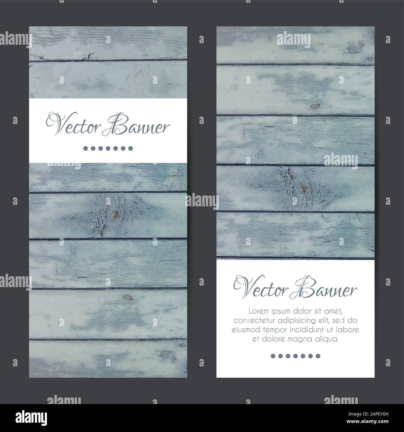 Vector vertical banners, cards set. Wood planks background Stock Vector