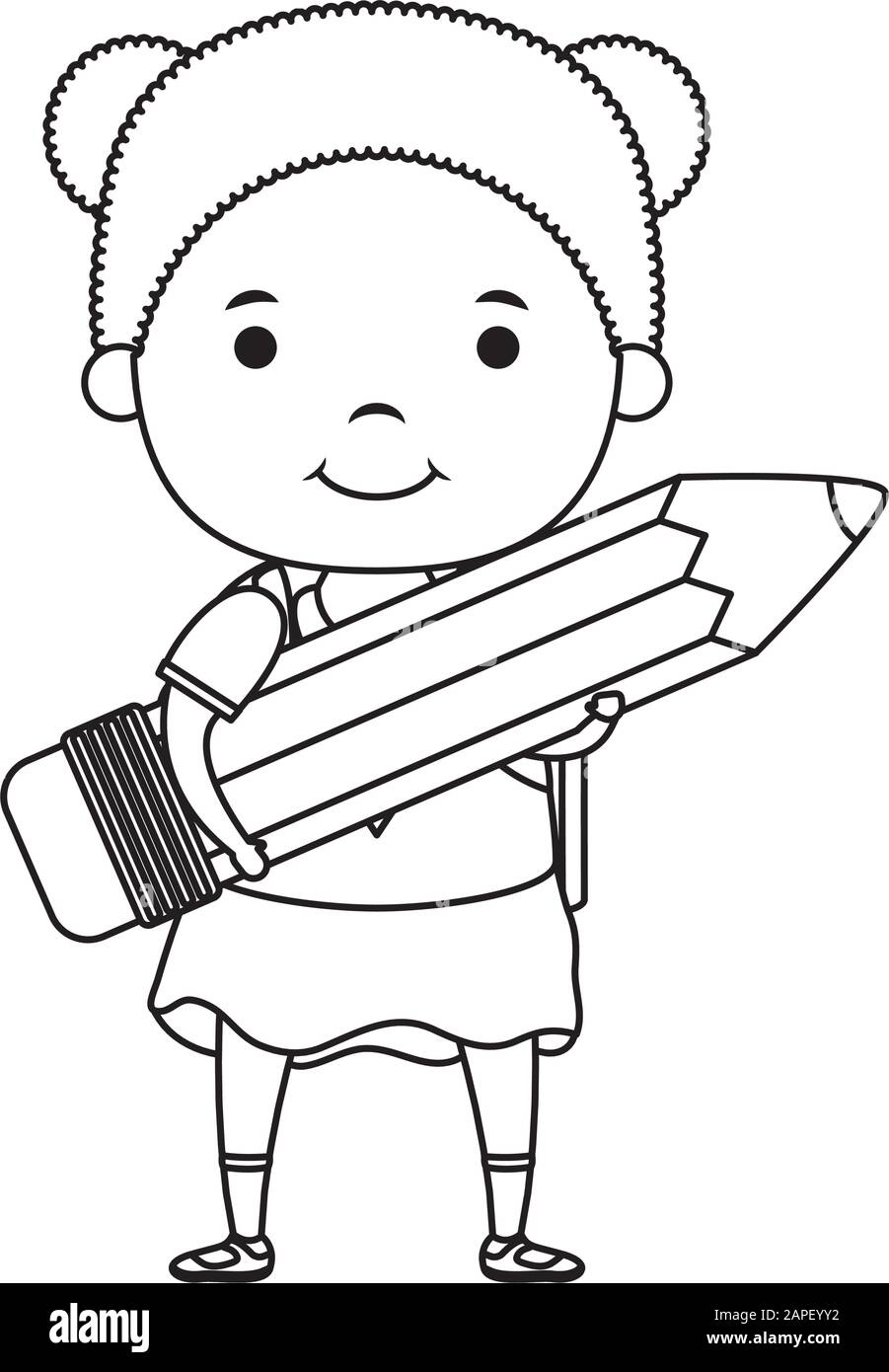 cute little student girl with pencil character Stock Vector Image & Art ...
