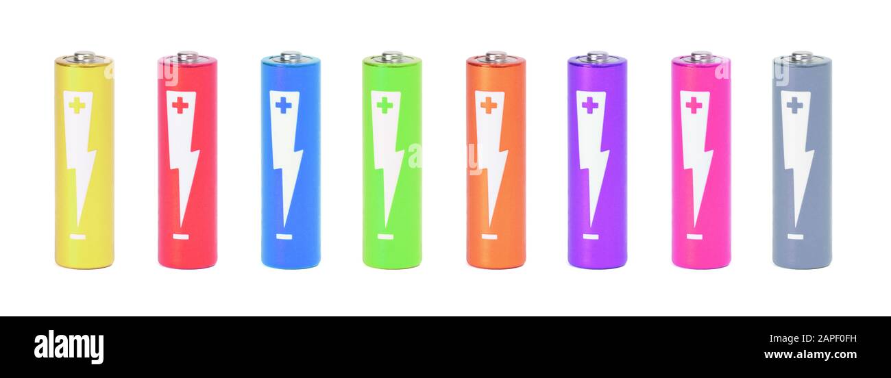 Batteries of the type AA isolated on white Stock Photo