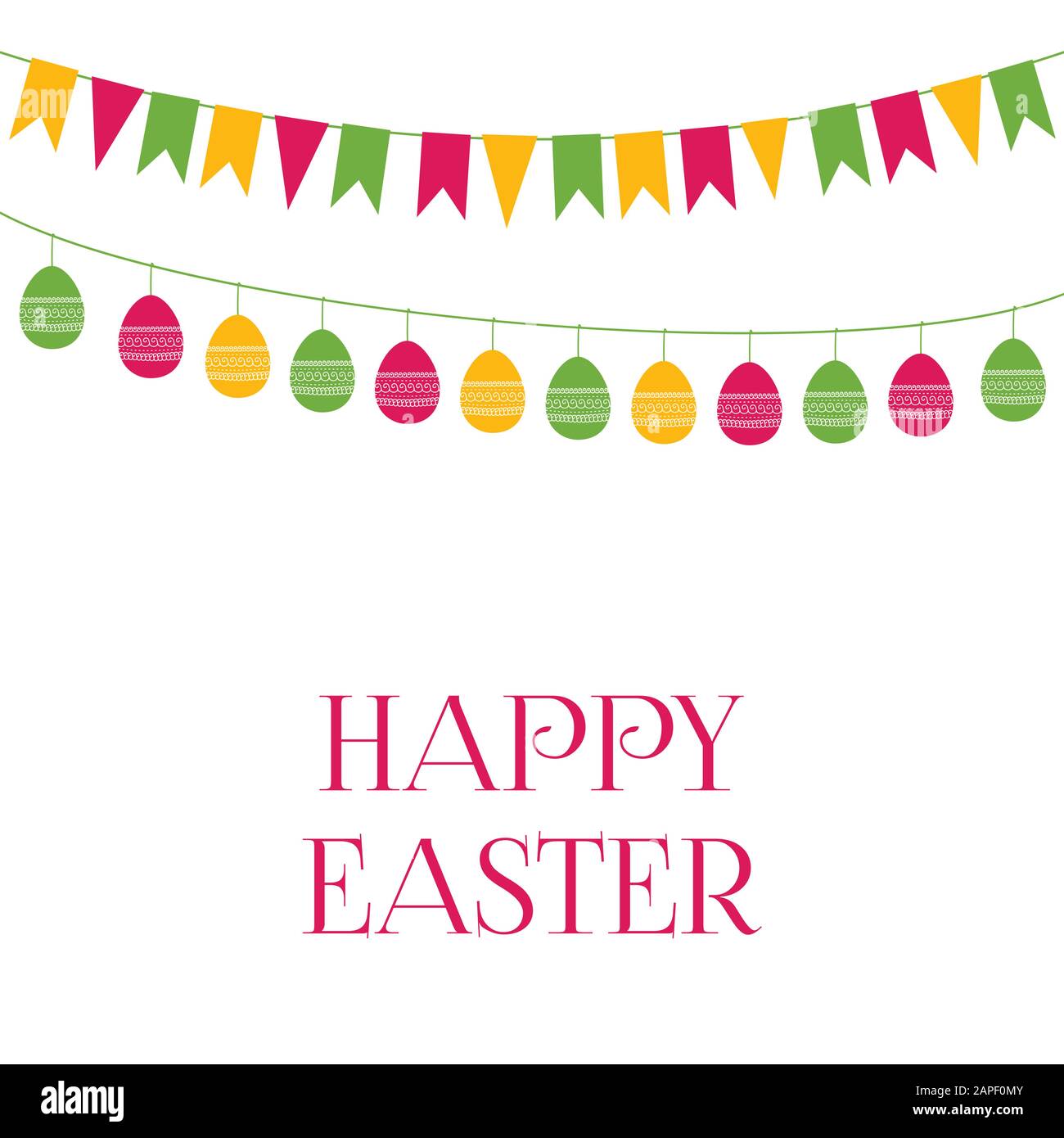 Easter greeting card with garlands Stock Vector