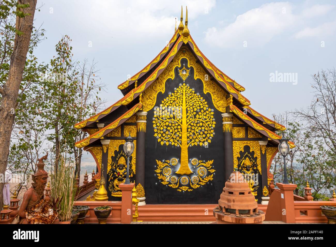 Wat Phra That Doi Phra Chan at a mountain in Mae Tha District, Lamppang, Thailand. Stock Photo