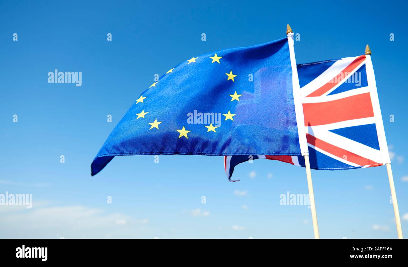 Flags of the United Kingdom and the European Union Stock Photo - Alamy